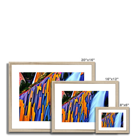 A picture of colorful images on metal framed display on a photo frame.