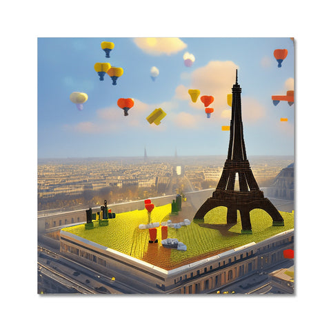 a colorful placemat with a picture of the city of Paris on it