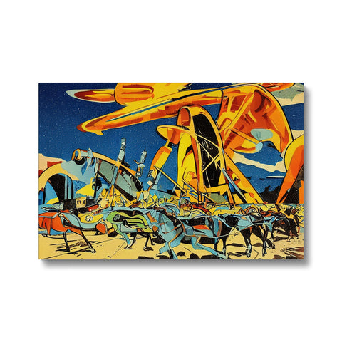 An art print with wind surfers and graffiti on it with snow on it.