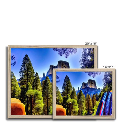 A picture frame with a table top next to a television displaying a big colorful picture.