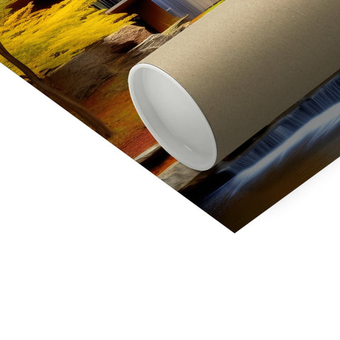 A roll of brown tissue paper with a white picture on it.