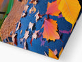 A beautiful picture printed on a wooden panel, showing autumn foliage and a closeup of
