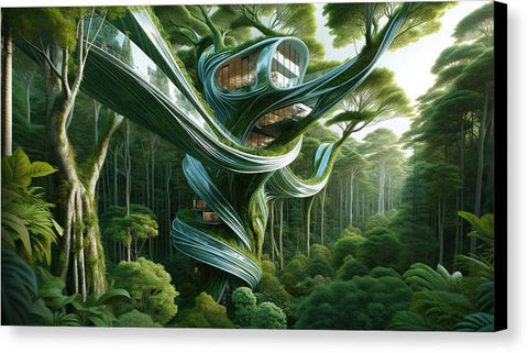 Ai Organic Architecture - Green Swirl Home - Canvas Print