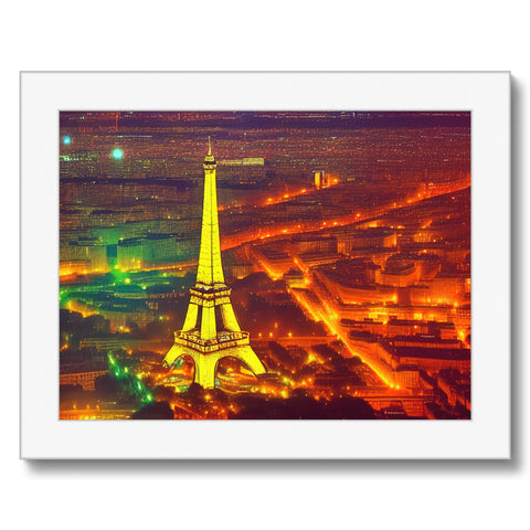 A picture of the city lights of France on a white background.