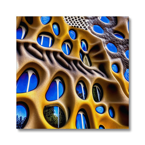 An art print printed image of a cell with a yellow background.