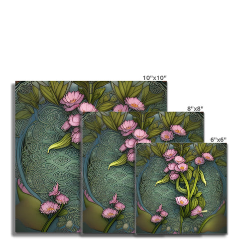 A couple of colorful tile with floral pictures on different types of tiles.