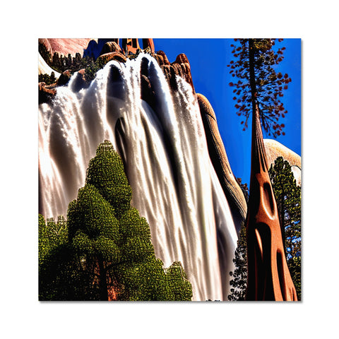 A waterfall standing in the water under a tall rocky mountain face with a big waterfall in