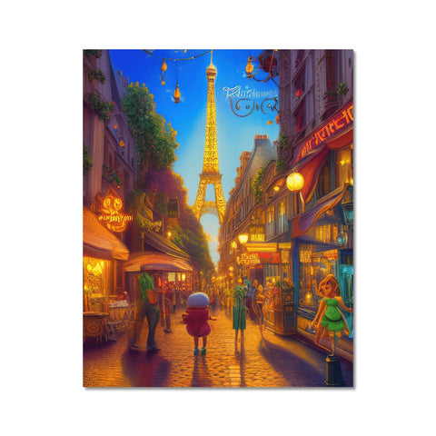 A poster of the Eiffel Tower in Paris on a card board