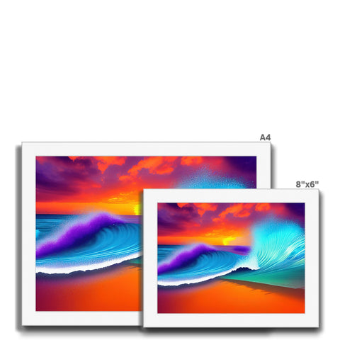 three colorful greeting cards with a view of three waves on them