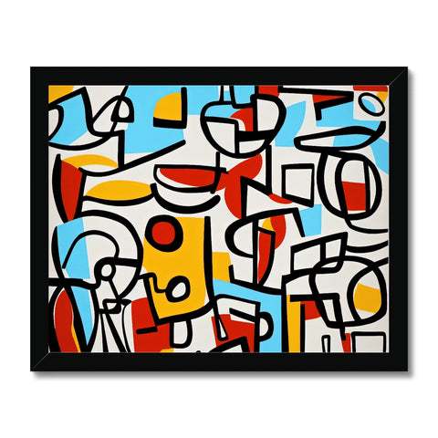 A art print of an abstract painting standing on a wall.