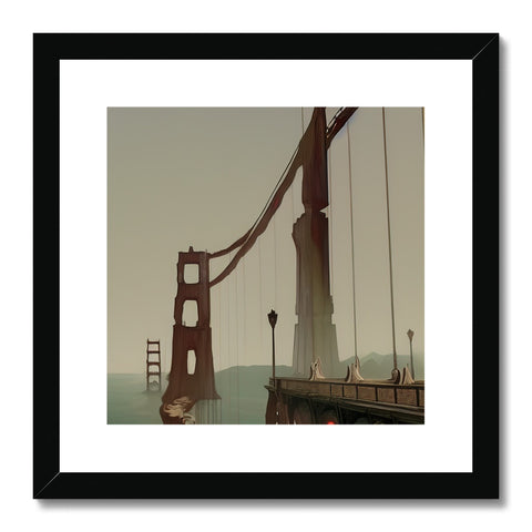 An art print of a gate bridge inside of a frame that says San Francisco.