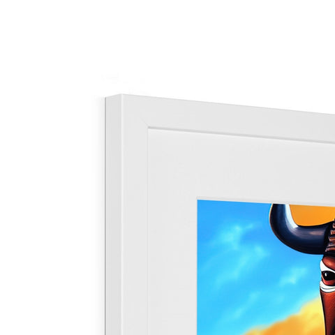 An image of a picture frame with a photo of a child holding an imac poster