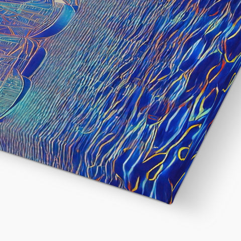 An art print with colorful waves.
