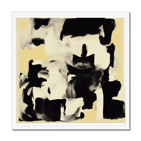 An abstract painting on the base of a black and white framed picture