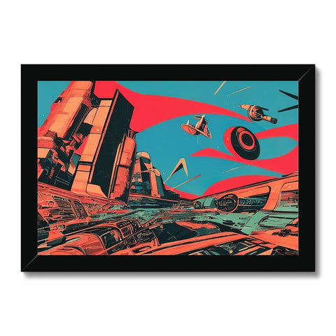 A colorful art print featuring a fighter plane on a wall.