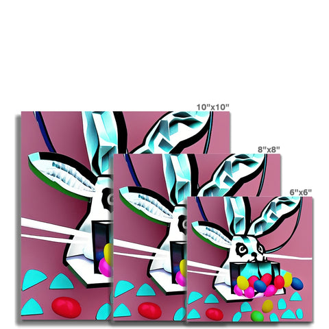 Several colorful toothbrushes with a black and white picture of a bunny rabbit.