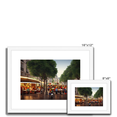 A photo framed in white paper with two images stacked horizontally in it.