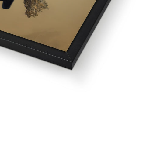 An item that is in a frame on a wall has a piece of artwork on it