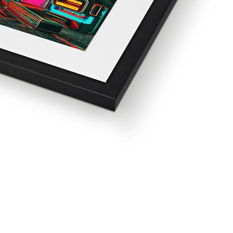 A framed picture of the art print on top of a wall in a frame.