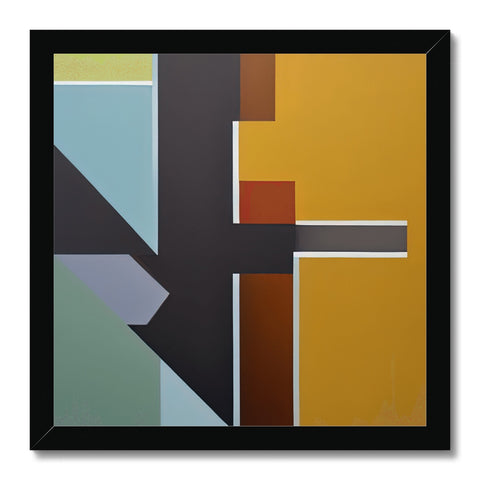 A colorful art print painting on white tile with a square and green background.