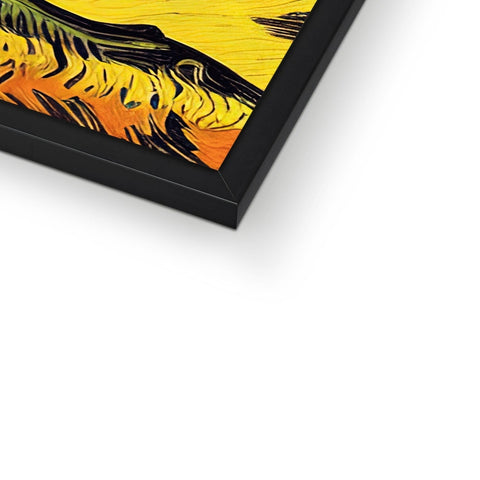 A picture of a painting on canvas with black and yellow pictures.