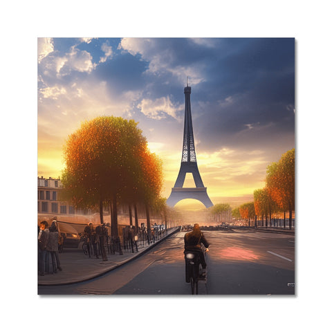 Art print with the Eiffel tower in background, people with their teeth on the