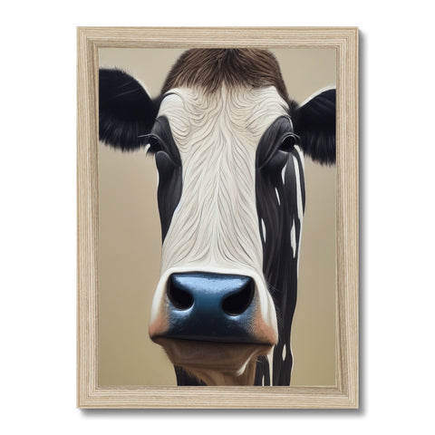 The picture is of a dairy cow, on a brown blanket.