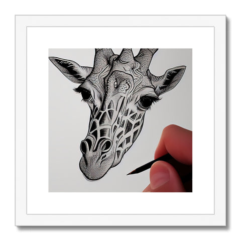 An image of a giraffe nibbling on a picture plate.