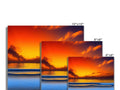 Four images of a sunset are on a tile background and two of them are on the