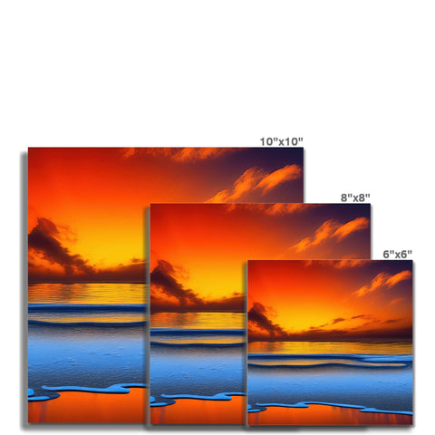 Four images of a sunset are on a tile background and two of them are on the