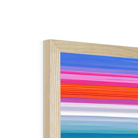 One piece of wood in a photo frame with different colored glass covered in popsicles.