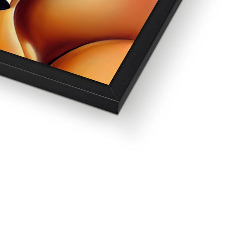 A picture frame of some orange fruits printed on a black sheet of paper.