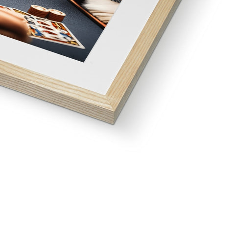 A picture of a photo sitting on a wooden frame in a book.