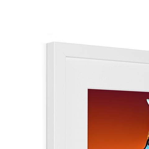A clock is sitting next to a picture frame filled with white pixels of the macOS