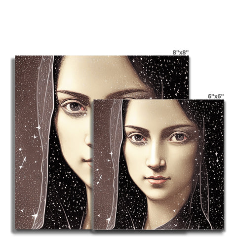 A softcover art piece with two women wearing black clothing.