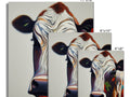 A row of cows is standing there with one large eye looking at an  art print