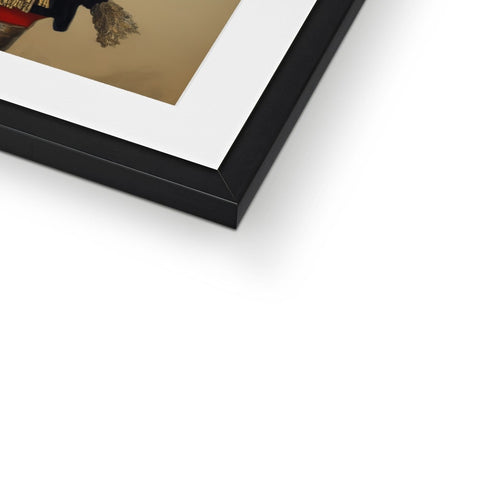 an image of a picture on a frame laying on a shelf next to a clock.