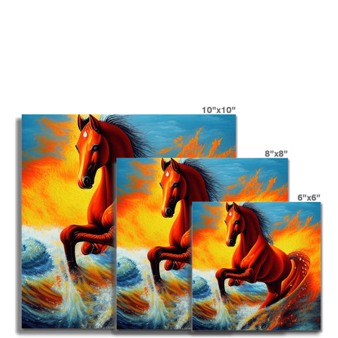 Two close up pictures of horses running through a field and horses that are standing in the