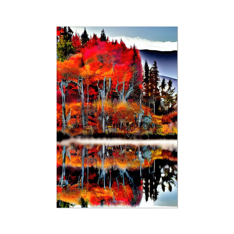 Art print of tree top of view of a mountain at night.