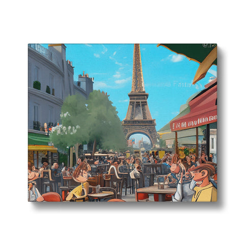A place mat with a view of the Eiffel Tower on top of a building