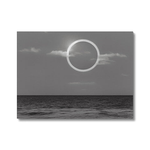A picture of an image of an eclipse and black and white circle sky.