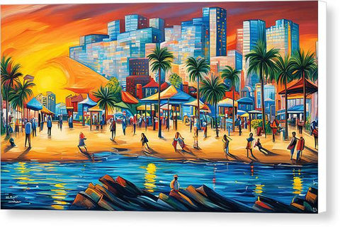 Beach and City Vibrant Art - Canvas Print