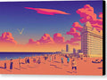 A postcard that says Santa Monica at a beach view