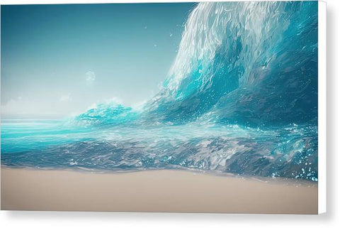 Blue Ocean Wave Impact - Canvas Print