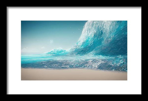Blue Ocean Wave Impact - Framed Print