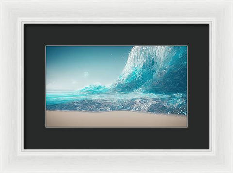 Blue Ocean Wave Impact - Framed Print