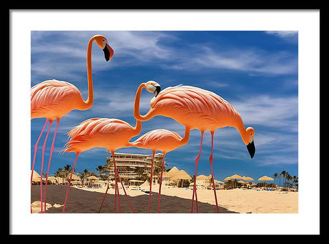 Flamingo Beach Party - Framed Print