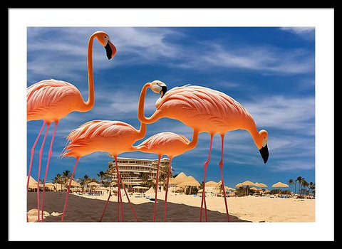 Flamingo Beach Party - Framed Print