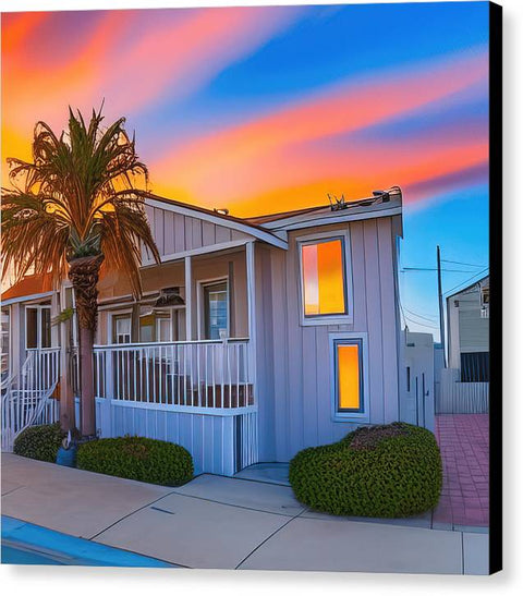 A sunset set in front of a building with one bedroom and two bedrooms