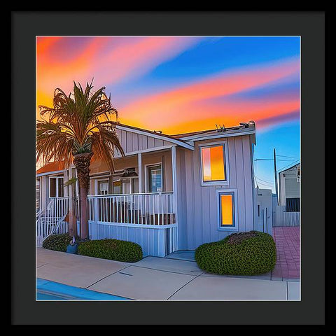 San Diego Sunset, An Empty Home - Framed Print